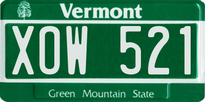 VT license plate XOW521