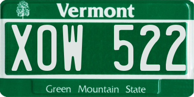 VT license plate XOW522