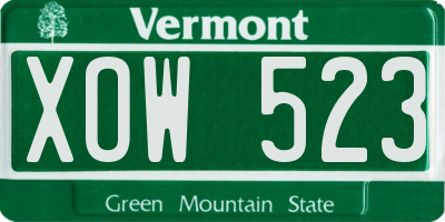 VT license plate XOW523