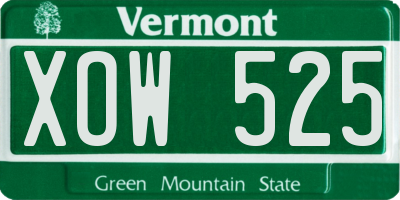 VT license plate XOW525