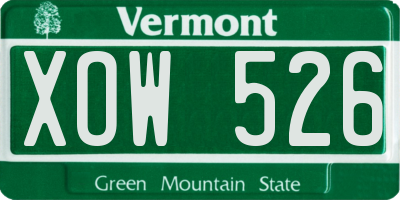 VT license plate XOW526