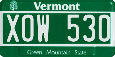 VT license plate XOW530