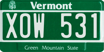 VT license plate XOW531