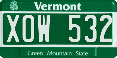 VT license plate XOW532
