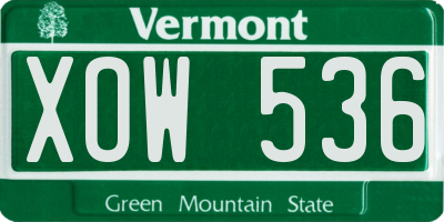 VT license plate XOW536