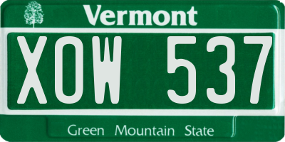 VT license plate XOW537