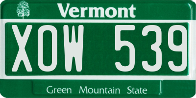 VT license plate XOW539