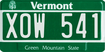 VT license plate XOW541
