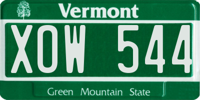 VT license plate XOW544