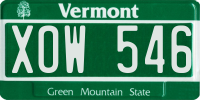 VT license plate XOW546