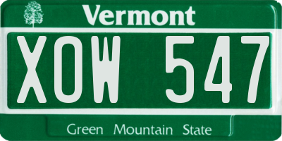VT license plate XOW547