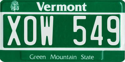 VT license plate XOW549