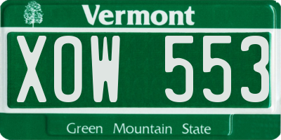 VT license plate XOW553