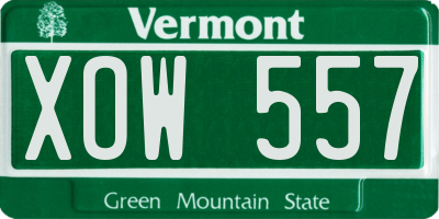 VT license plate XOW557