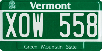 VT license plate XOW558