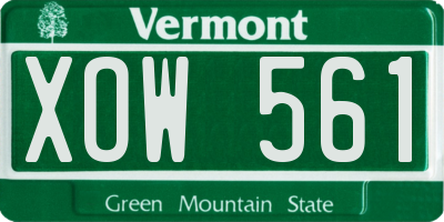 VT license plate XOW561