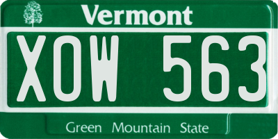 VT license plate XOW563