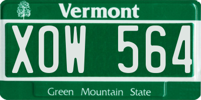 VT license plate XOW564