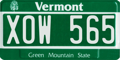 VT license plate XOW565