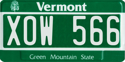 VT license plate XOW566