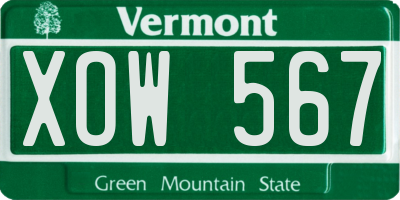 VT license plate XOW567