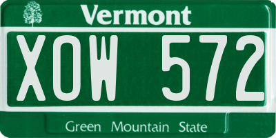 VT license plate XOW572