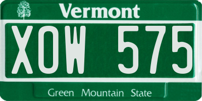 VT license plate XOW575