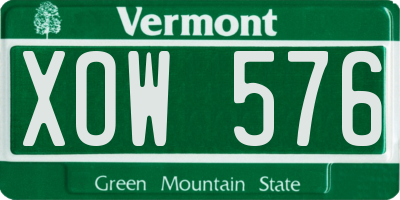 VT license plate XOW576
