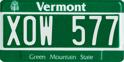 VT license plate XOW577