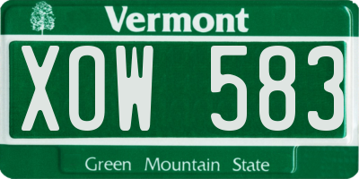 VT license plate XOW583