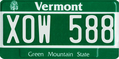 VT license plate XOW588