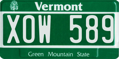 VT license plate XOW589