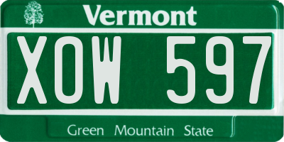 VT license plate XOW597