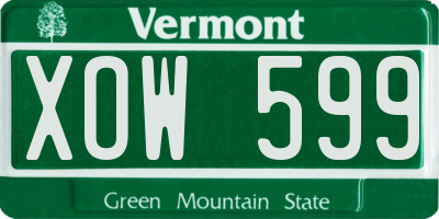 VT license plate XOW599