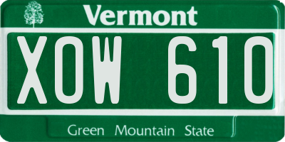 VT license plate XOW610