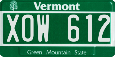 VT license plate XOW612