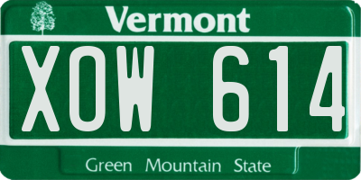 VT license plate XOW614