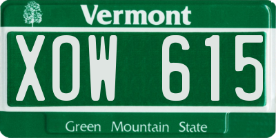 VT license plate XOW615