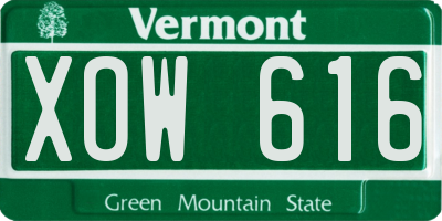 VT license plate XOW616