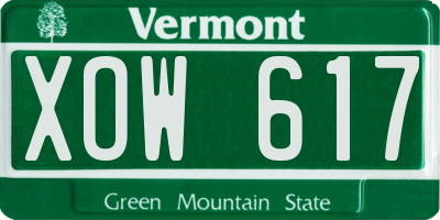 VT license plate XOW617