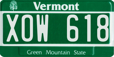 VT license plate XOW618
