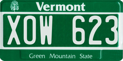 VT license plate XOW623