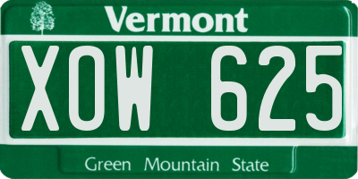 VT license plate XOW625
