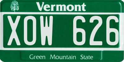 VT license plate XOW626