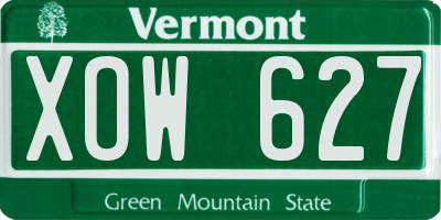 VT license plate XOW627