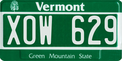 VT license plate XOW629