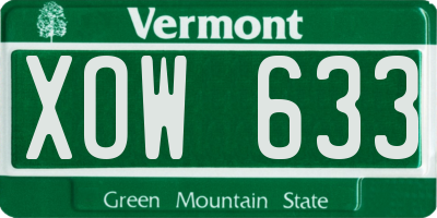 VT license plate XOW633
