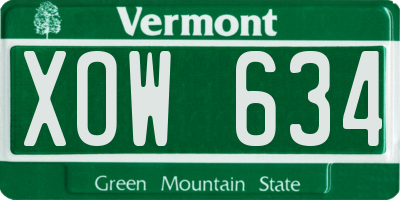 VT license plate XOW634