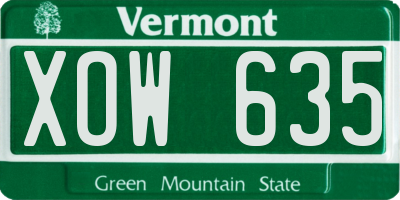 VT license plate XOW635