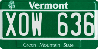 VT license plate XOW636